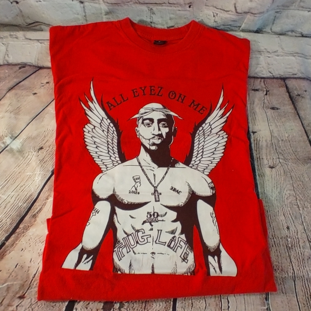 Tupac NOIZ All Eyes on Me Noiz 502 Cotton Red Large T Shirt